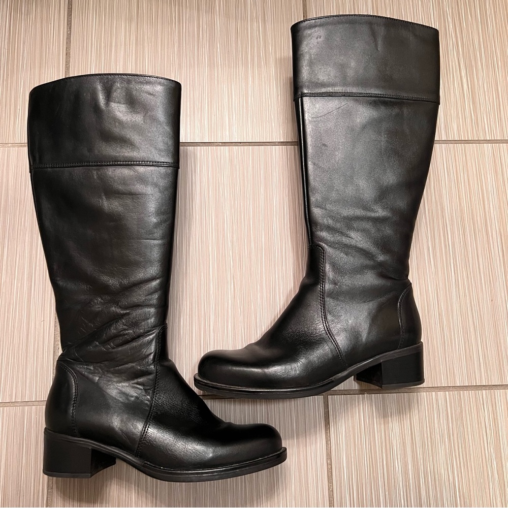 La Canadienne Passion Black Leather Knee high boots luxury riding 6 block heel - Picture 6 of 12